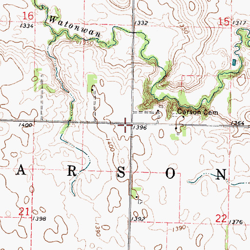 Topographic Map of Township of Carson, MN