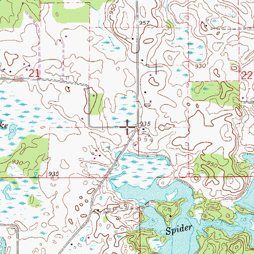 Topographic Map of Township of Chisago Lake, MN