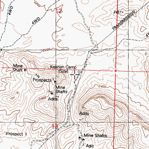 Topographic Map of Keenan Camp, AZ
