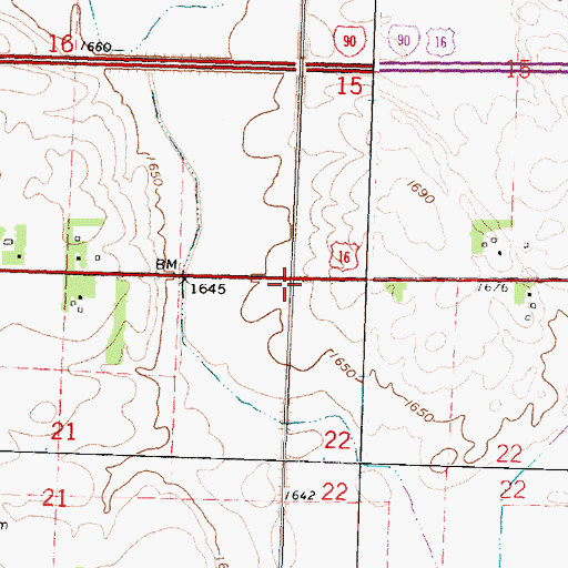 Topographic Map of Township of Dewald, MN