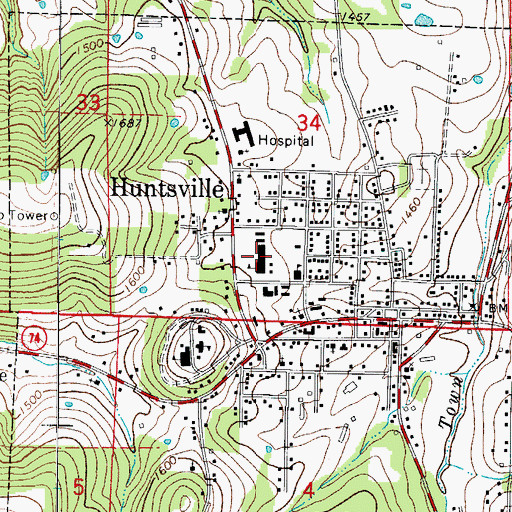Topographic Map of Watson Primary School, AR