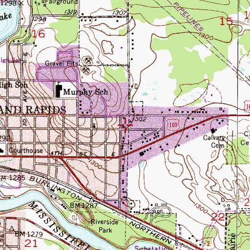 Topographic Map of Township of Grand Rapids (historical), MN