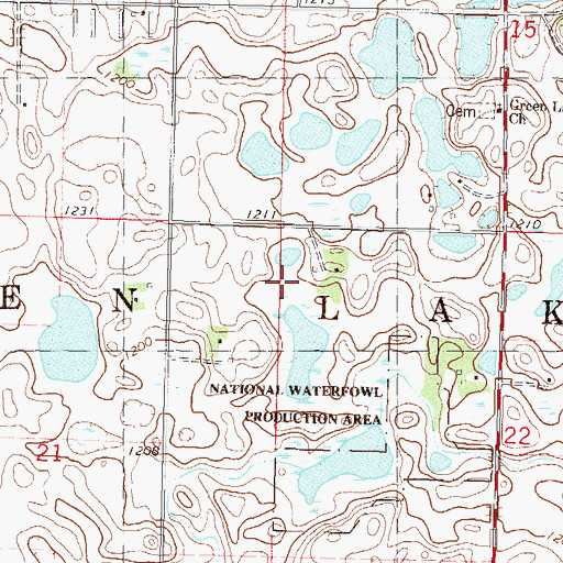 Topographic Map of Township of Green Lake, MN