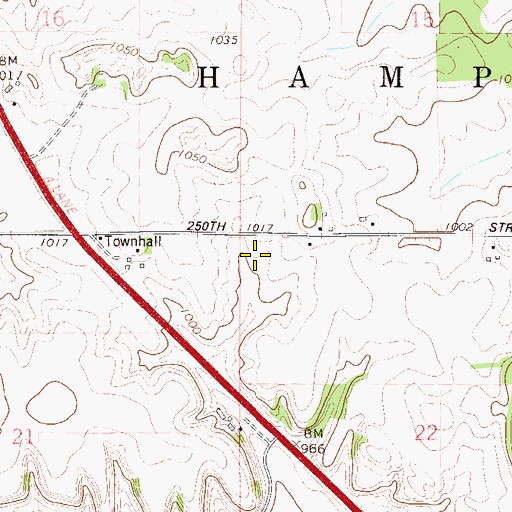 Topographic Map of Township of Hampton, MN