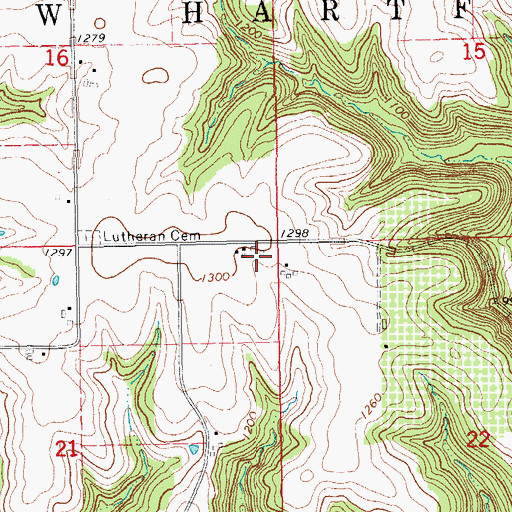 Topographic Map of Township of New Hartford, MN