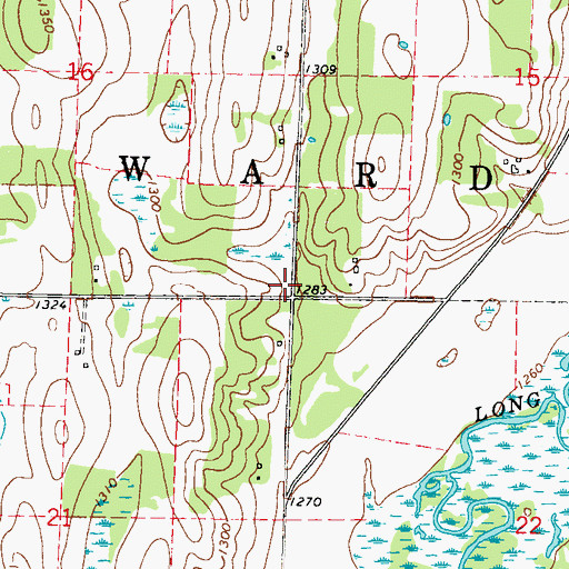 Topographic Map of Township of Ward, MN