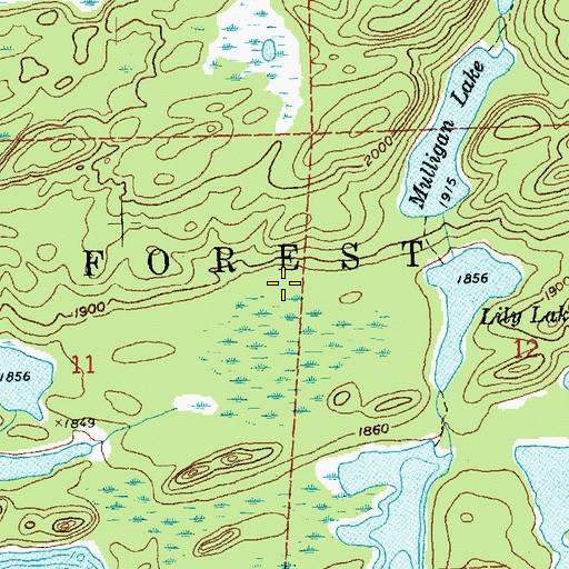Topographic Map of Unorganized Territory of West Cook, MN