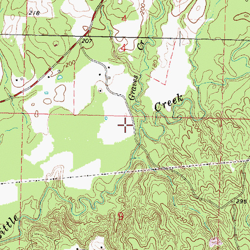 Topographic Map of Graves Creek, MS