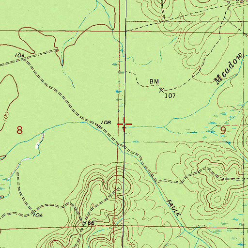 Topographic Map of Meadow Branch, MS