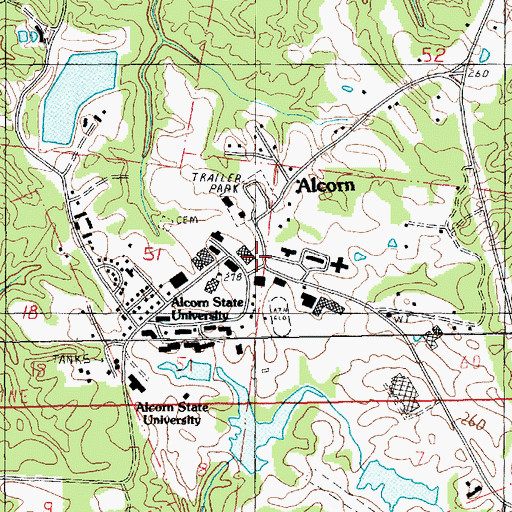 Topographic Map of Alcorn, MS