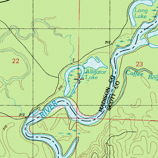 Topographic Map of Alligator Lake, MS
