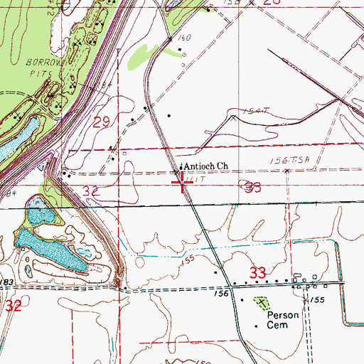 Topographic Map of Antioch Church, MS