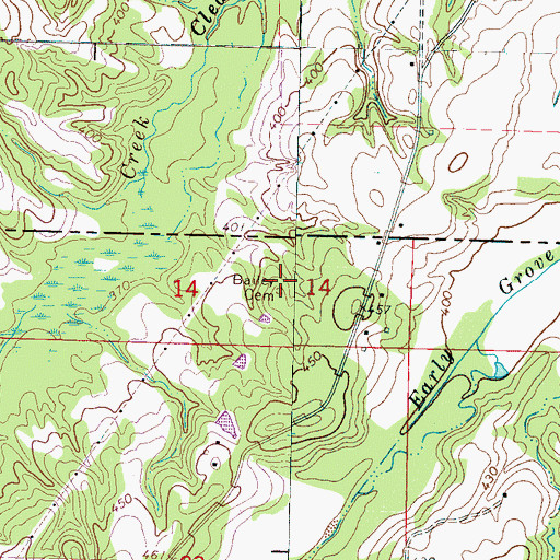 Topographic Map of Bailey Cemetery, MS