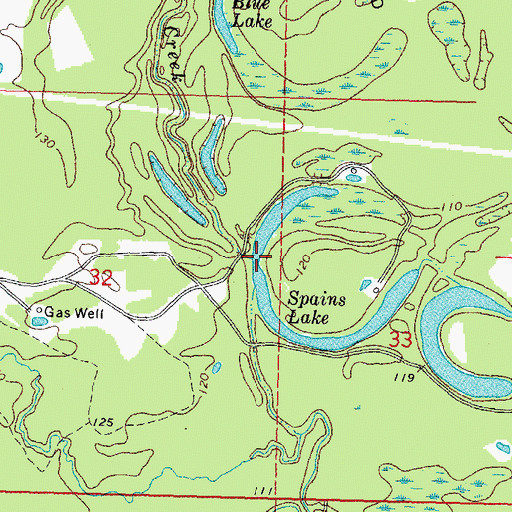 Topographic Map of Ball Mill Creek, MS