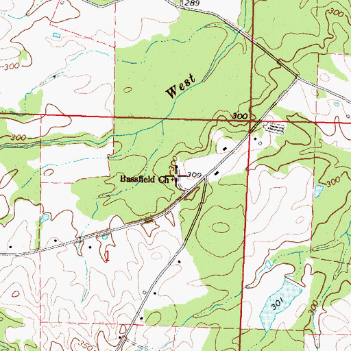 Topographic Map of Bassfield Church, MS