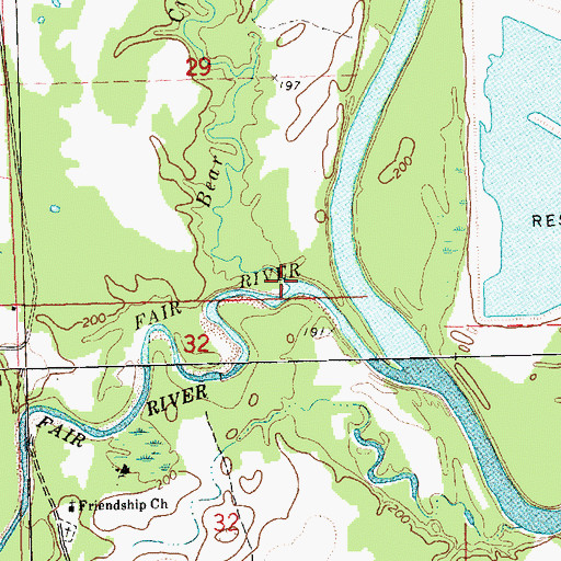 Topographic Map of Bear Creek, MS