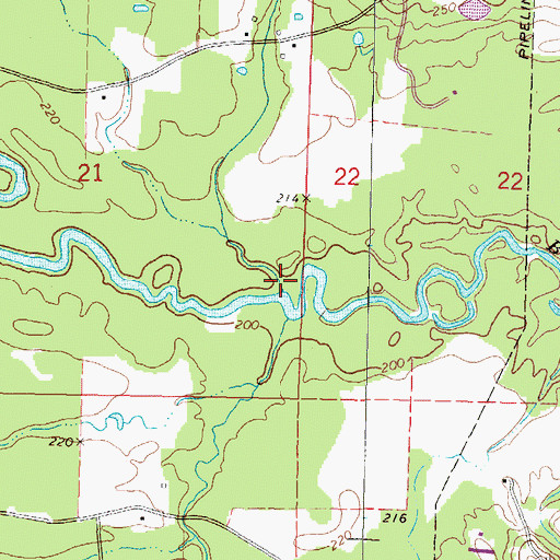 Topographic Map of Beaver Creek, MS
