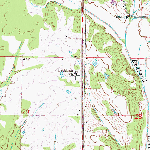 Topographic Map of Beckham School, MS