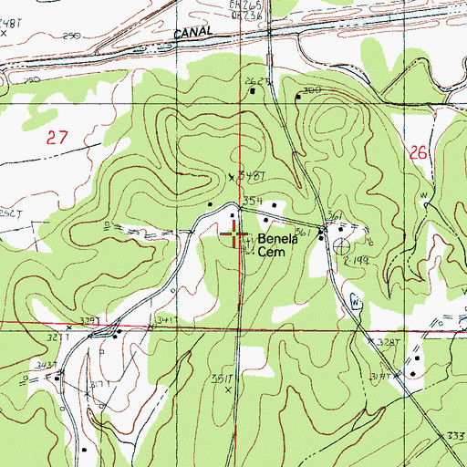 Topographic Map of Benela Church, MS