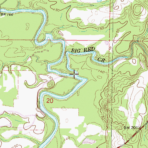 Topographic Map of Big Red Creek, MS