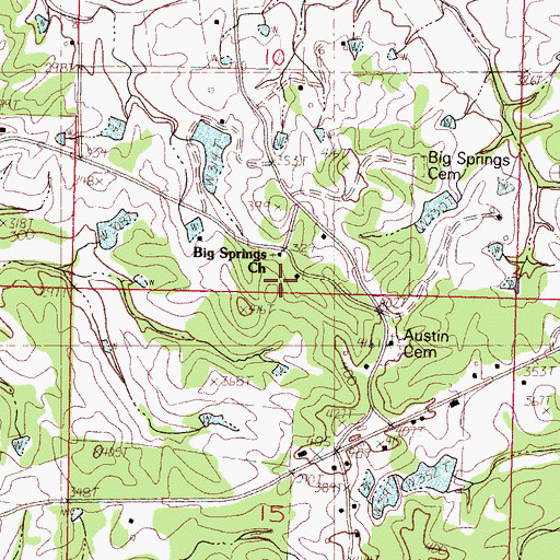 Topographic Map of Big Springs Church, MS