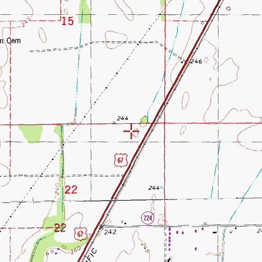 Topographic Map of Township of Bird, AR