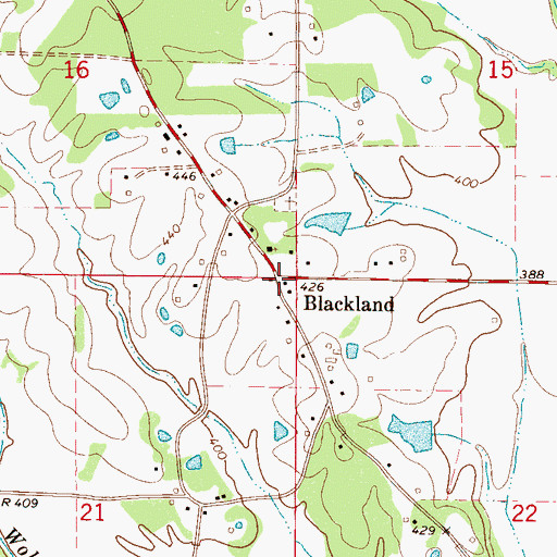 Topographic Map of Blackland, MS