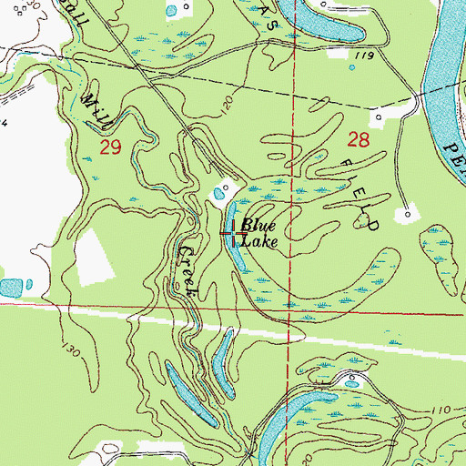 Topographic Map of Blue Lake, MS