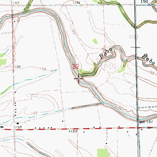 Topographic Map of Bobo Outlet, MS