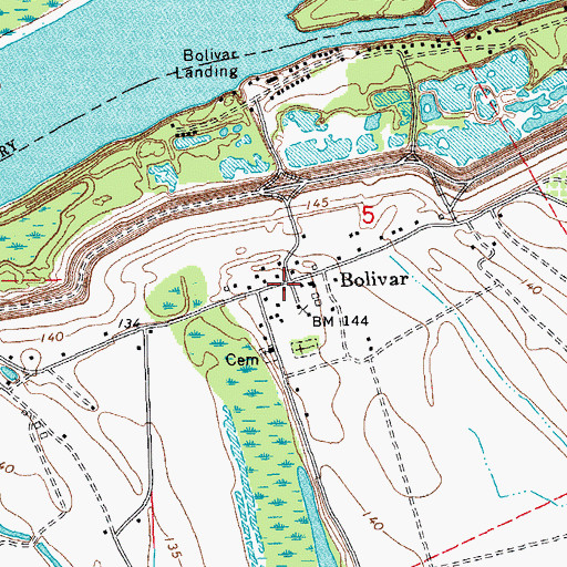 Topographic Map of Bolivar, MS