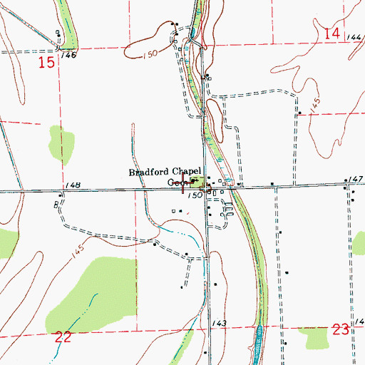Topographic Map of Bradford Chapel, MS