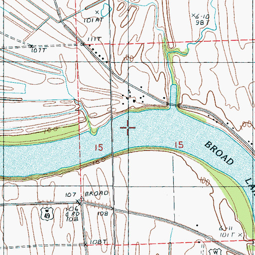 Topographic Map of Broad Lake, MS