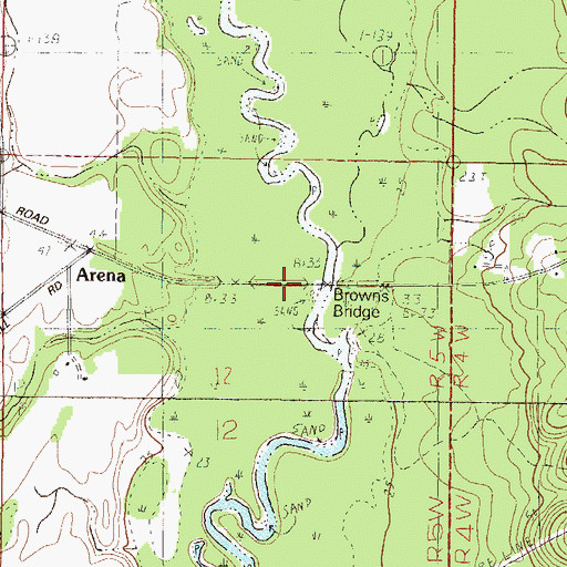 Topographic Map of Browns Bridge, MS