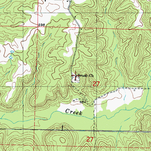 Topographic Map of Brush Creek Baptist Church, MS