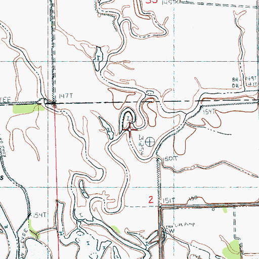 Topographic Map of Brushy Bayou, MS