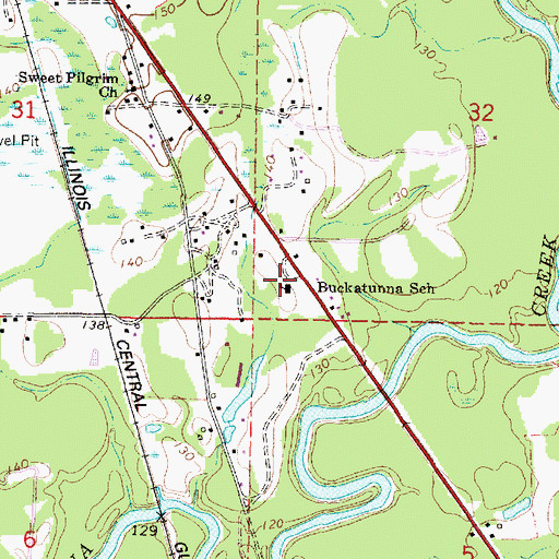 Topographic Map of Buckatunna School, MS