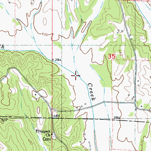 Topographic Map of Bumpass Creek, MS
