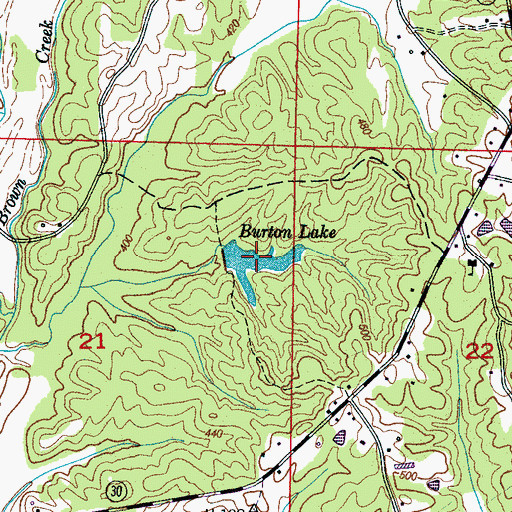 Topographic Map of Burton Lake, MS