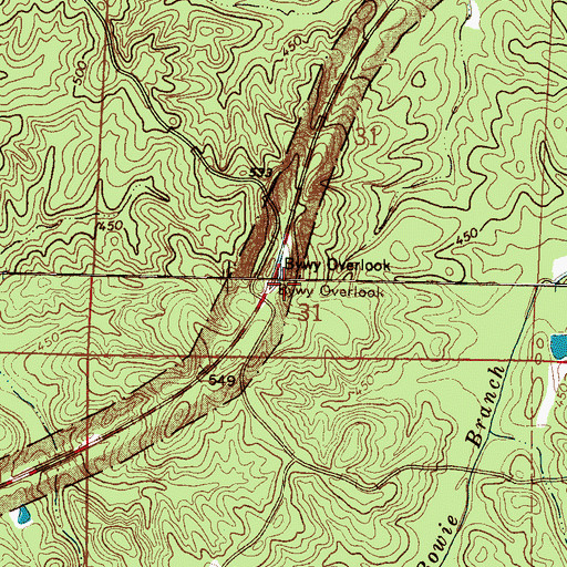 Topographic Map of Bywy Overlook, MS