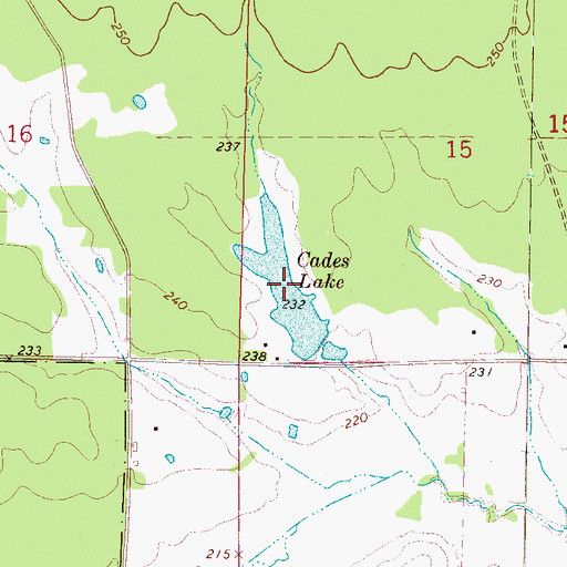 Topographic Map of Cades Lake, MS