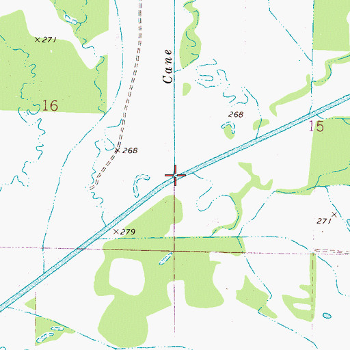 Topographic Map of Cane Creek, MS