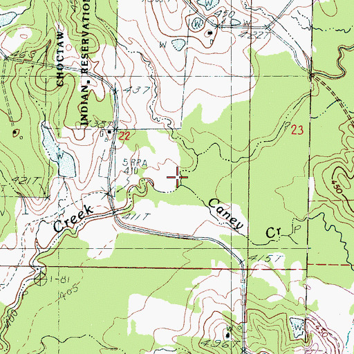 Topographic Map of Caney Creek, MS