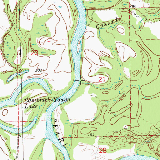 Topographic Map of Cascade Creek, MS