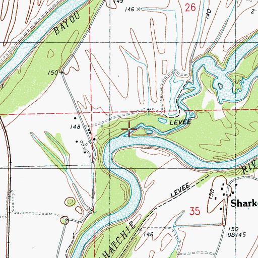 Topographic Map of Cassidy Bayou, MS
