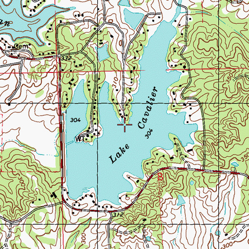 Topographic Map of Lake Cavalier, MS