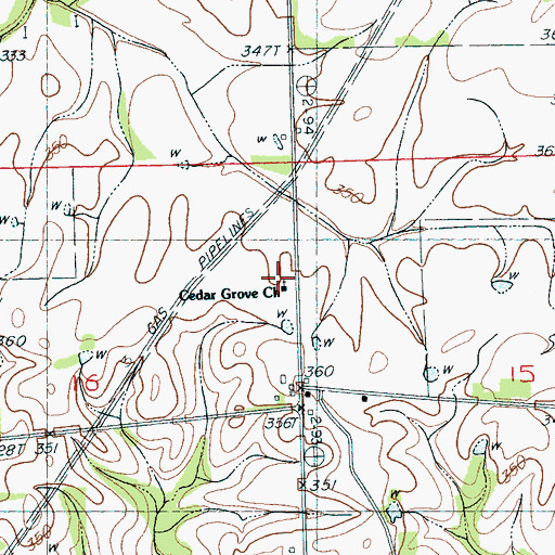 Topographic Map of Cedar Grove Church, MS