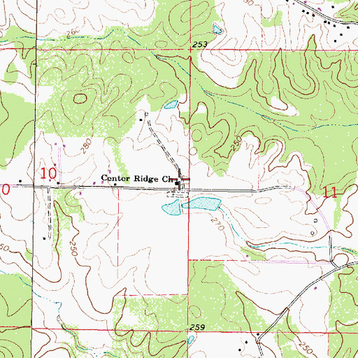 Topographic Map of Center Ridge Baptist Church, MS