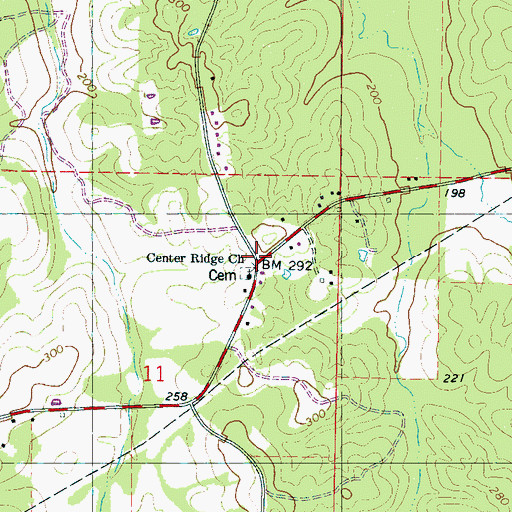 Topographic Map of Center Ridge Church, MS