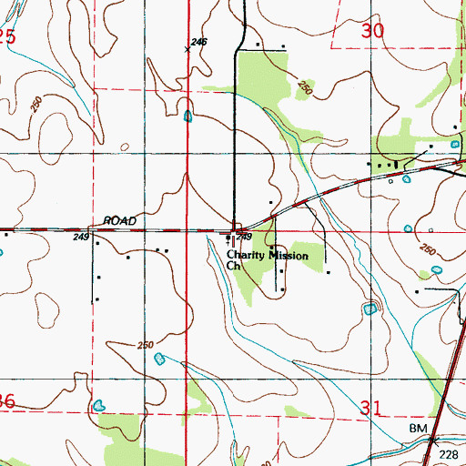 Topographic Map of Charity Mission Church, MS