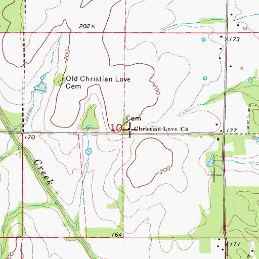 Topographic Map of Christian Love Church, MS